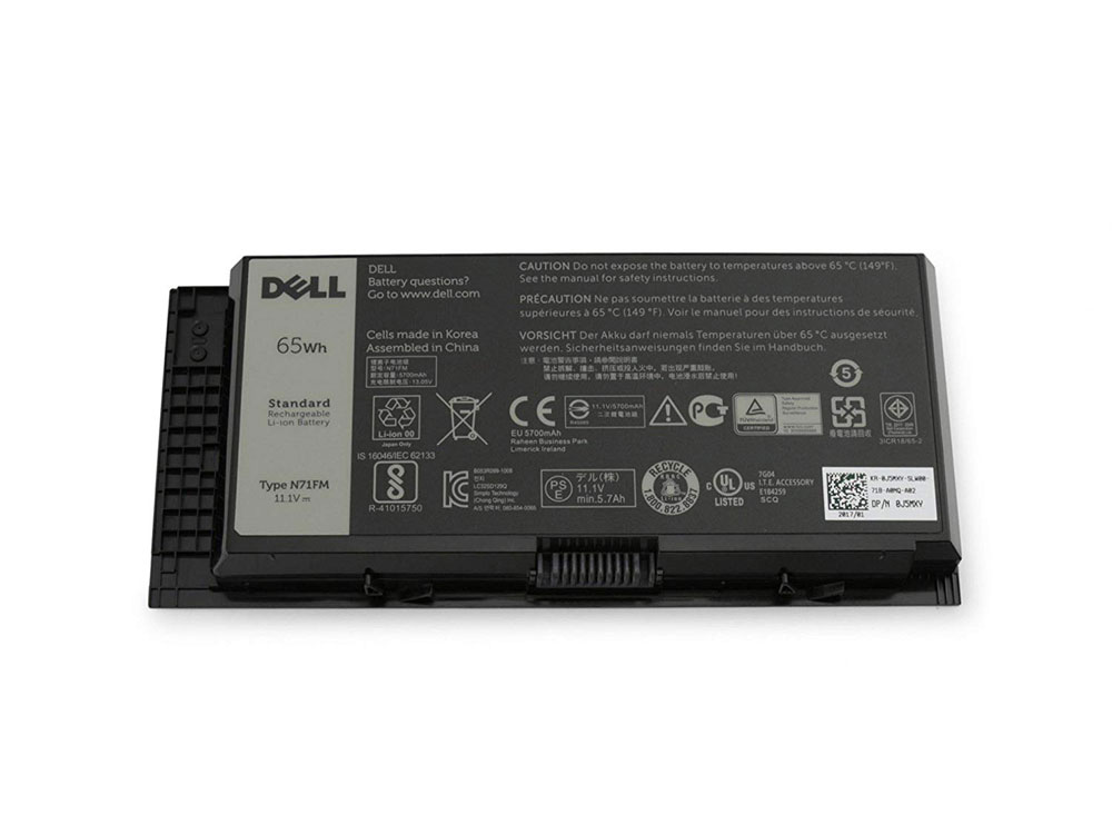 65Wh 6-Cellen Dell N71FM Accu Batterij