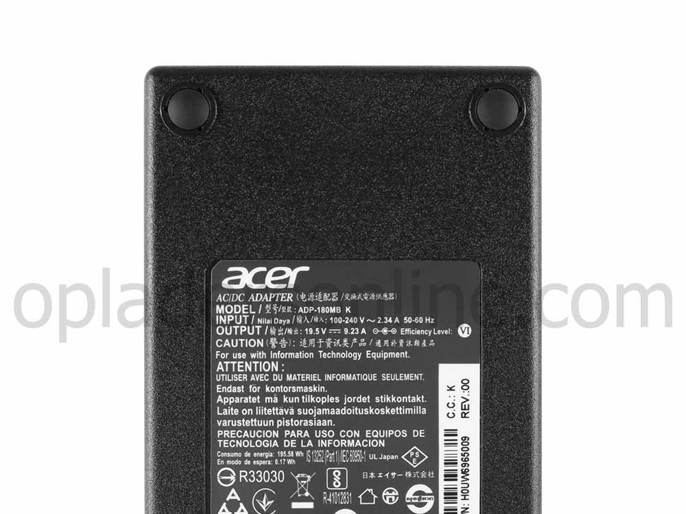 180W Acer Predator 15 17 Series AC Adapter Voeding Oplader