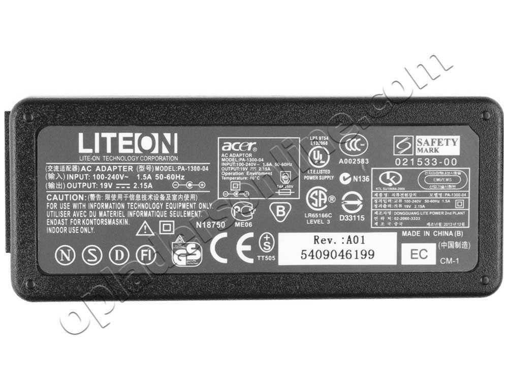 40W Acer A13-040N3A ADP-40KD BB AC Adapter Oplader