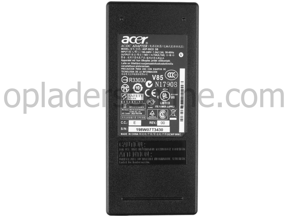 90W Acer Aspire V3-571G-73614G75Makk AC Adapter Oplader