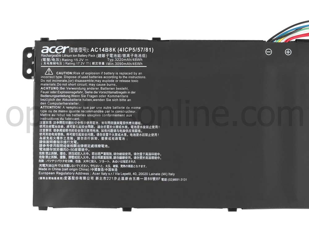 Originele 3220mAh 48Wh Acer AC14B3K AC14B8K AC14B7K Accu Batterij