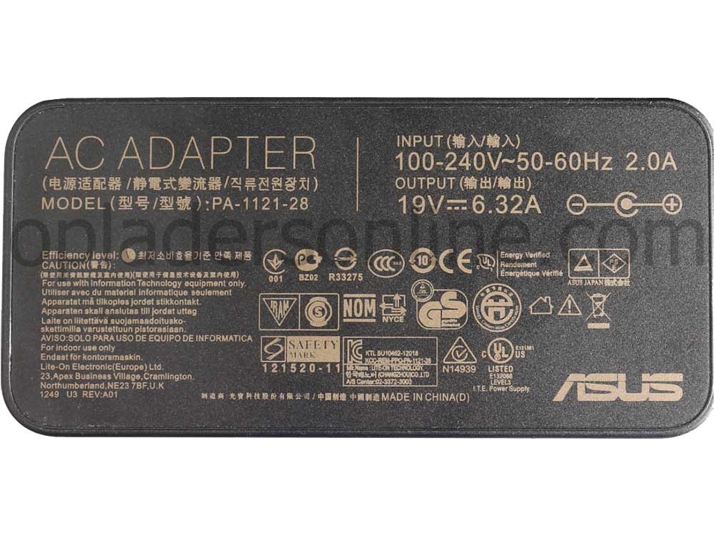 120W Asus F550VX-DM443T Adapter Voeding Oplader + Gratis Koord