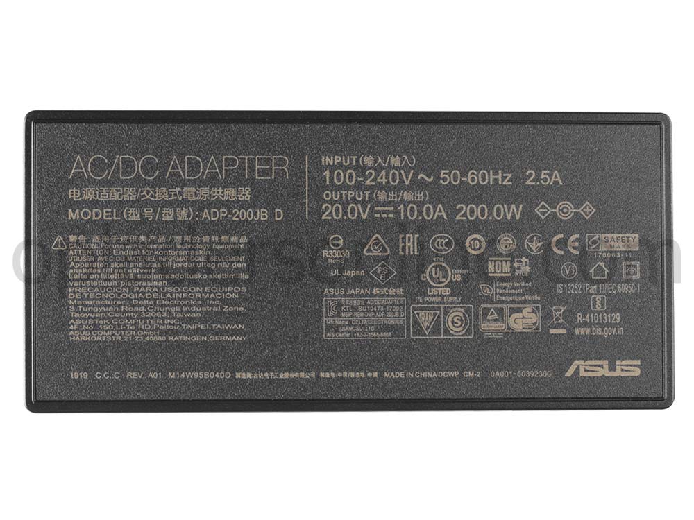 Origineel 200W Asus ADP-200JB D ADP-200JB DA Adapter Voeding Oplader + Koord