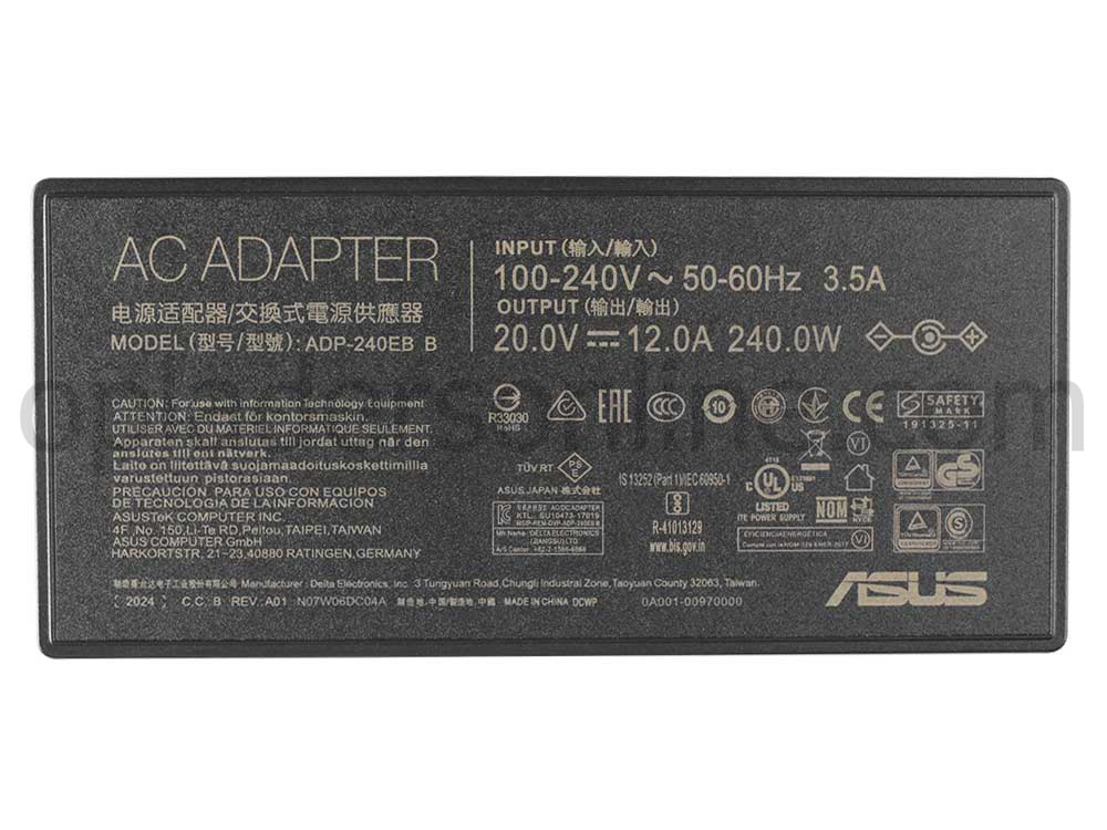 Origineel 240W Asus A20-240P1A Oplader Adapter + Koord