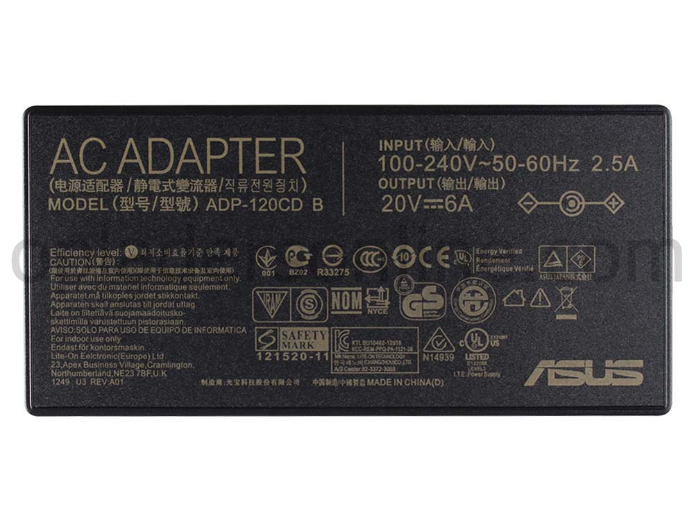 Origineel 120W Asus A17-120P2A ADP-120CD B Adapter Voeding Oplader + Koord