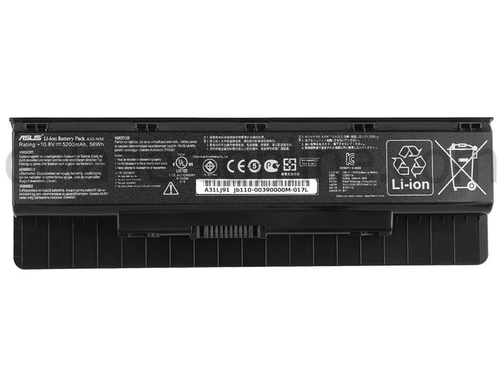 Origineel 56Whhr 5200mAh Asus N76VB-T4038H Accu Batterij