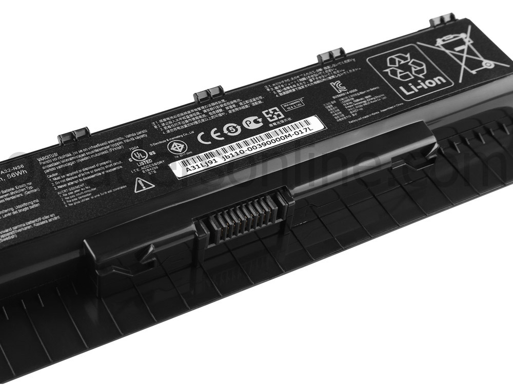 Origineel 56Whhr 5200mAh Asus N76VB-T4038H Accu Batterij