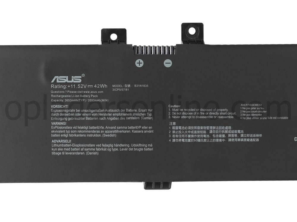 11.52V Asus VivoBook X705UA-BX201T X705UA-BX203T Accu Batterij