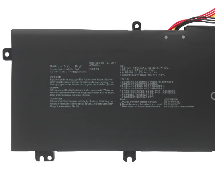 4110mAh 4240mAh 64Wh 4-Cellen Asus ROG GL503VD Accu Batterij