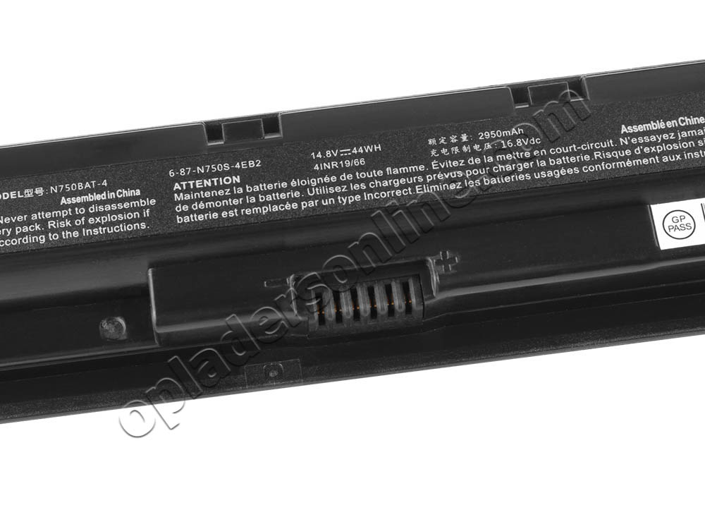 Originele 2950mAh 44Wh 4-Cellen Clevo 6-87-N750S-4EB2 Accu Batterij