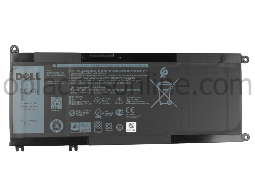 Origineel 15.2V 56Wh 4 Cellen Dell Latitude 13 3380 P80G001 Batterij