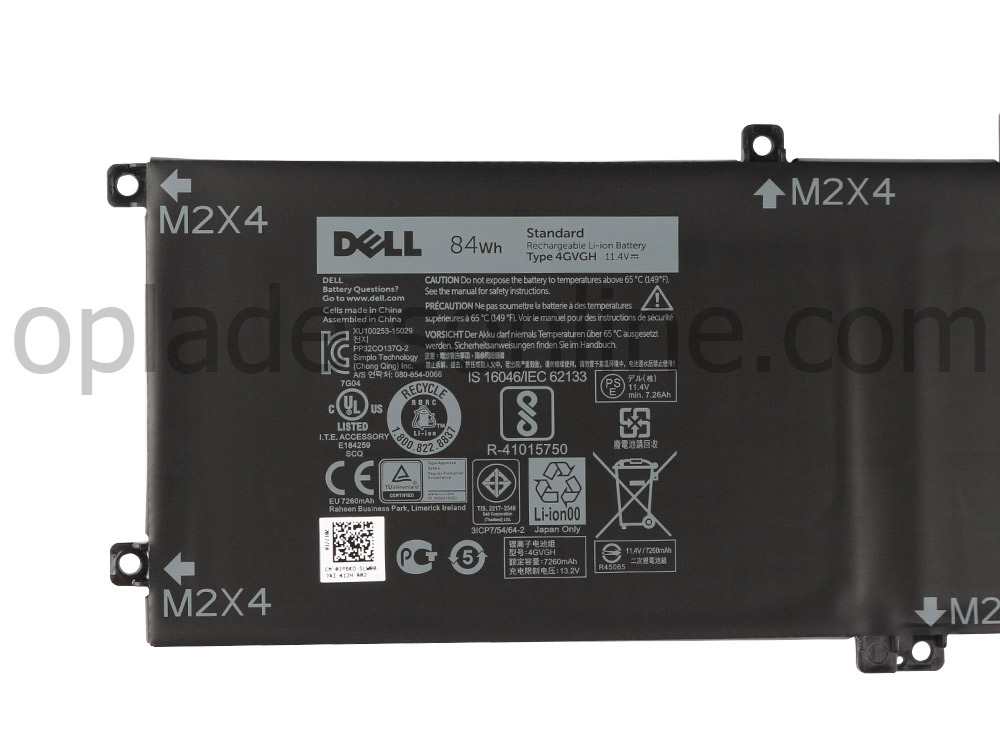 Originele Dell XPS 15 9550-3844 9550-4408 Accu 7600mAh 84Wh