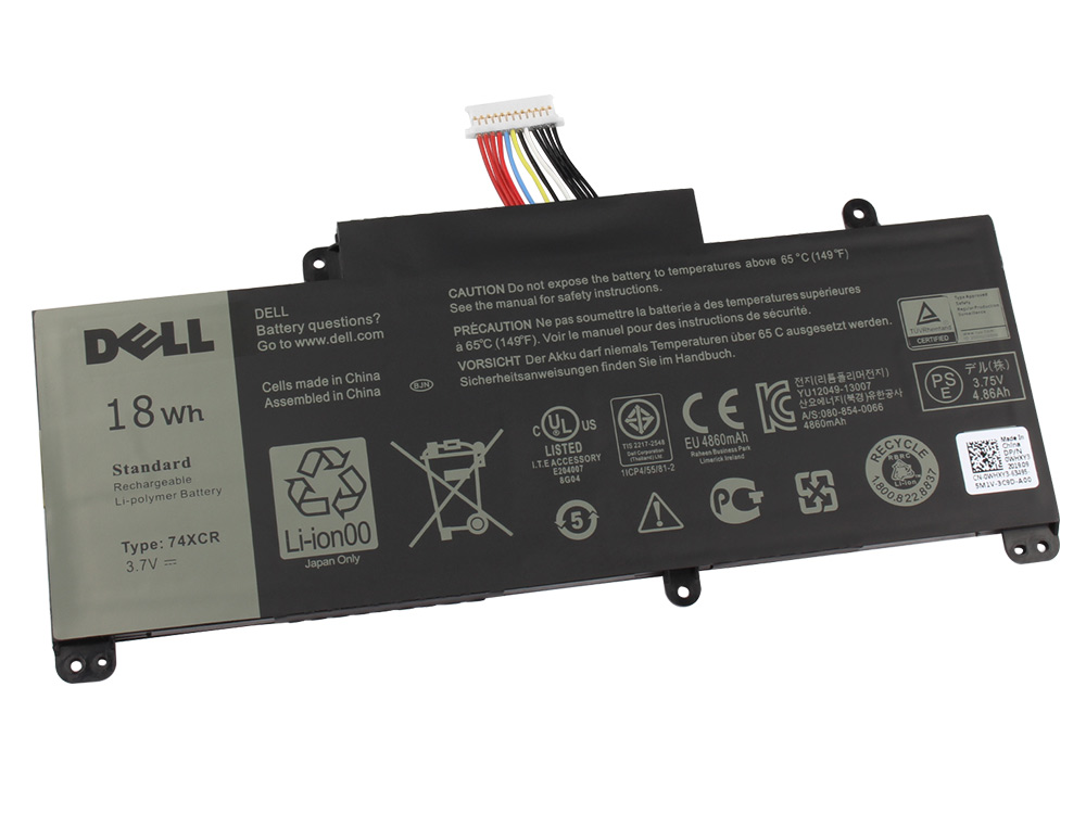 Origineel 3.7V 18Wh Dell 074XCR 74XCR Accu Batterij