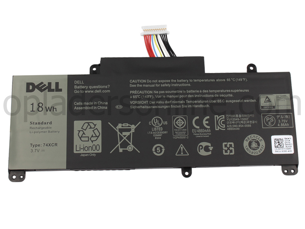 Origineel 3.7V 18Wh Dell VXGP6 X1M2Y Accu Batterij