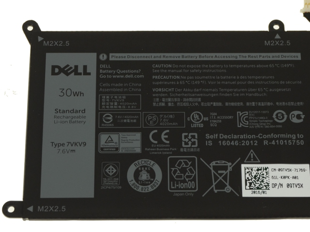 Origineel 7.6V 30Wh Dell 7VKV9 07VKV9 Accu Batterij