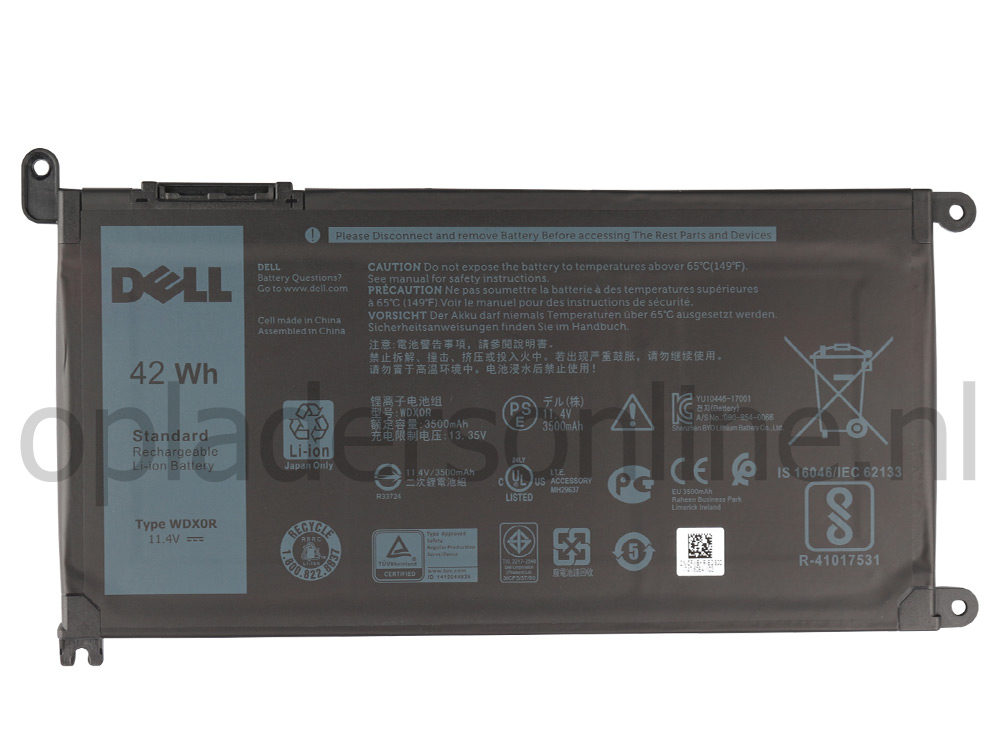 3500mAh Dell Inspiron 15 5582 2-in-1 P78F P78F001 Accu Batterij