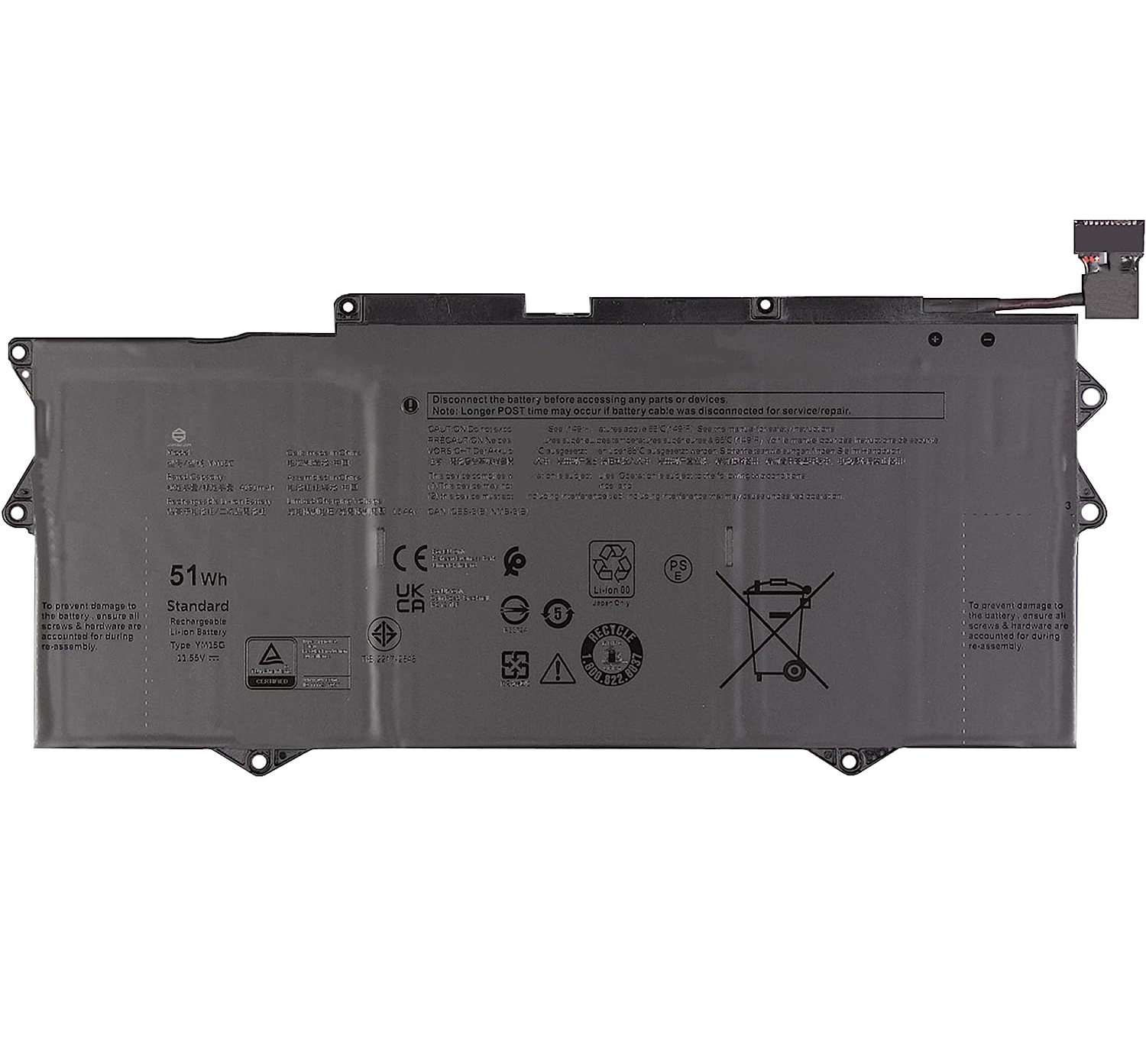 Origineel 4415mAh 51Wh Dell W6D4H G9FHC Accu Batterij