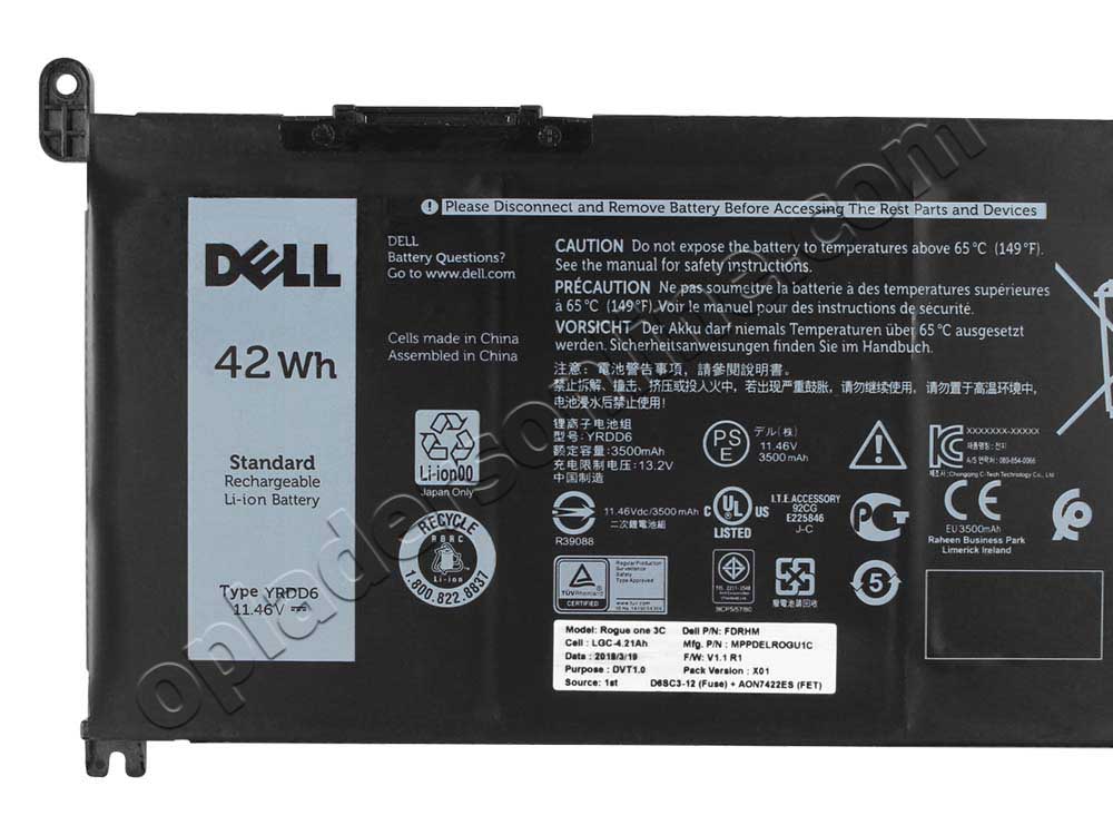 Originele 3500mAh 42Wh 4 Cellen Dell inspiron 5491 P93G P93G001 Accu Batterij