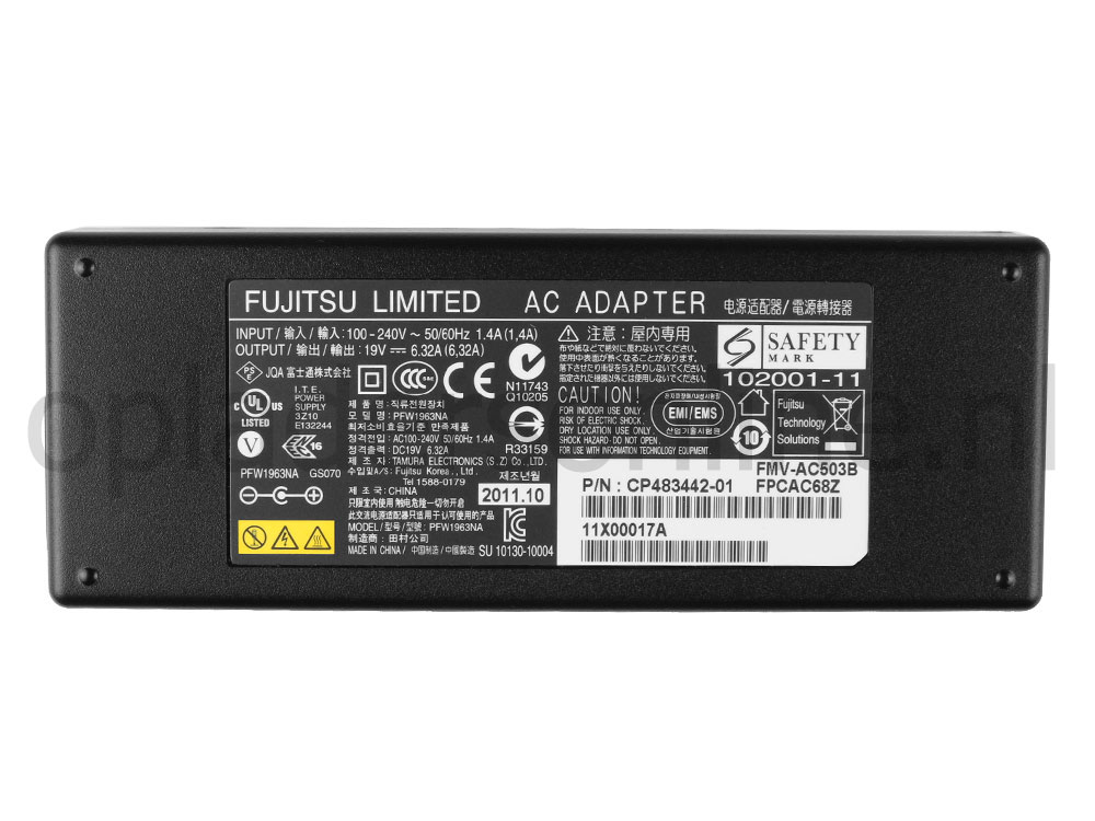 120W Fujitsu LifeBook N53 N58 AC Adapter Oplader