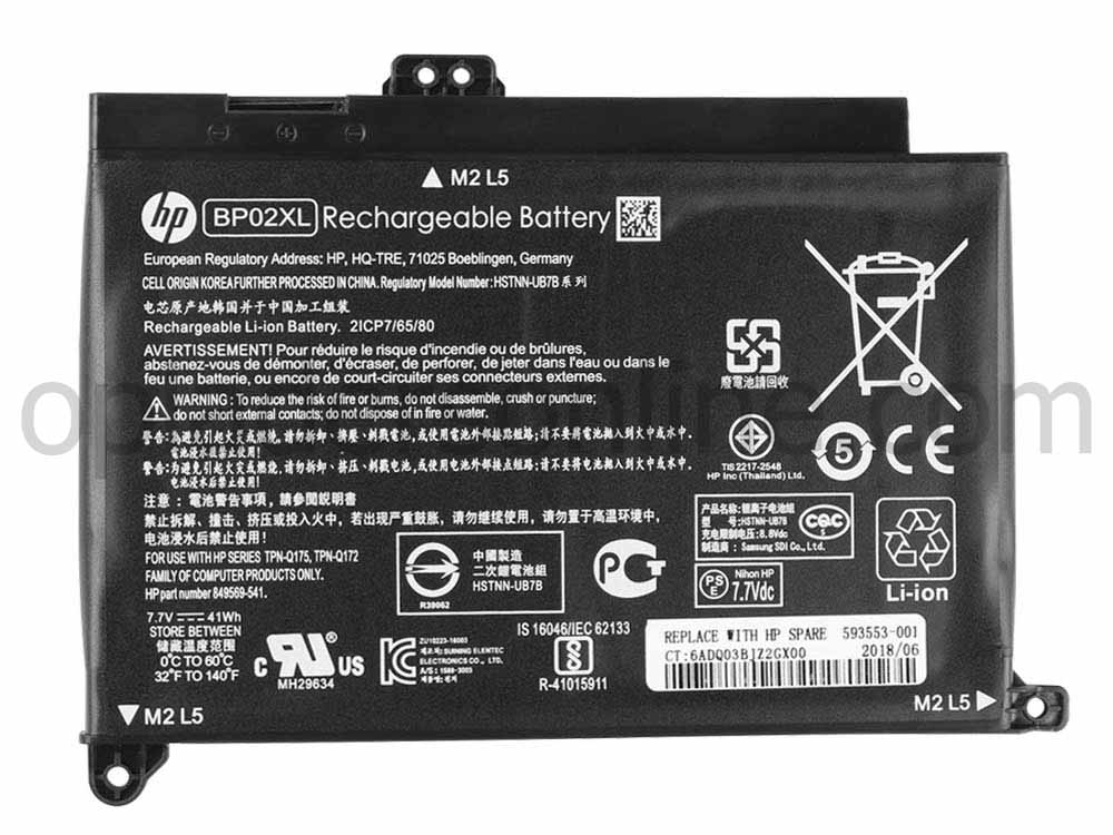 Origineel 7.7V 41Wh HP BP02XL BP02041XL 849569-421 Accu Batterij