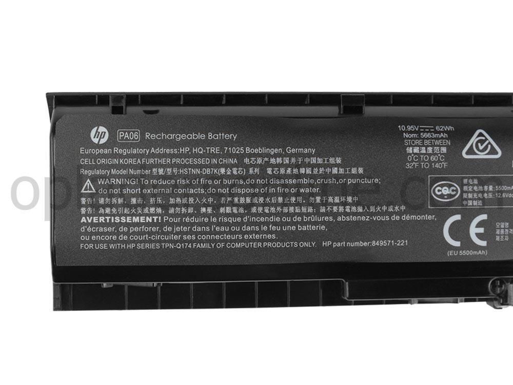 Origineel 10.95V 5663mAh/62Wh/6-Cellen HP PA06 PA06062 TPN-Q174 Accu