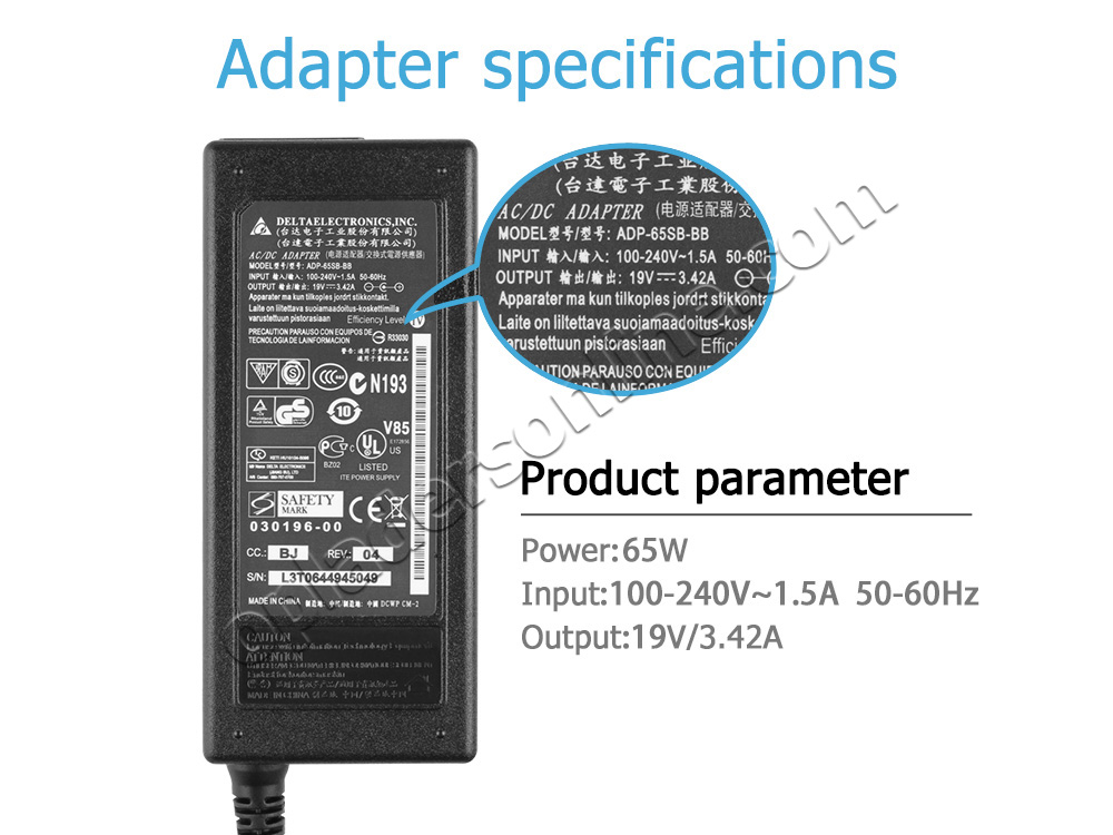 65W HP 22er 21.5-inch Monitor Adapter Voeding Oplader + Koord