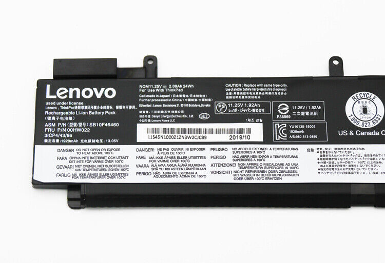 1920mAh 24Wh 3-Cellen Lenovo ThinkPad T460s 20F9A02NCD Accu Batterij