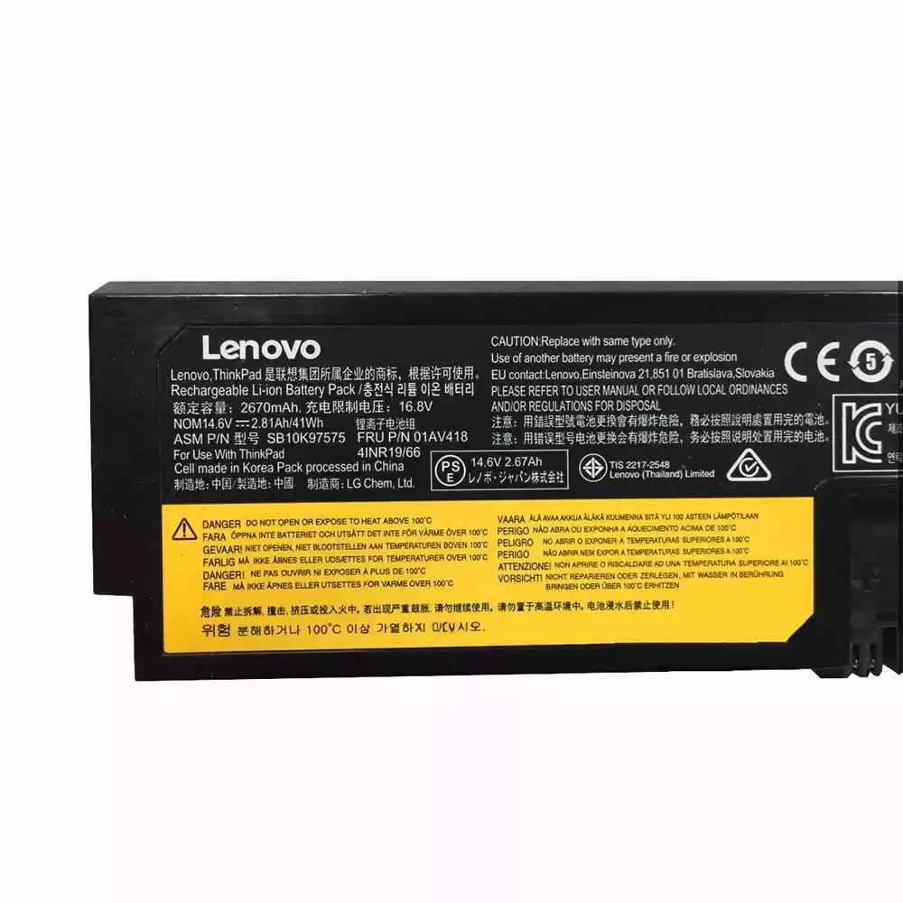 2800mAh 41Wh 4-Cellen Lenovo 01AV414 01AV416 Accu Batterij