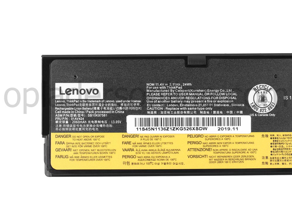 2100mAh 24Wh 3-Cellen Lenovo ThinkPad P51s 20JY Accu Batterij