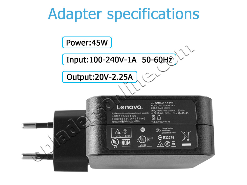 Origineel 45W Lenovo ADP-45DW C Adapter Voeding Oplader + Gratis Koord