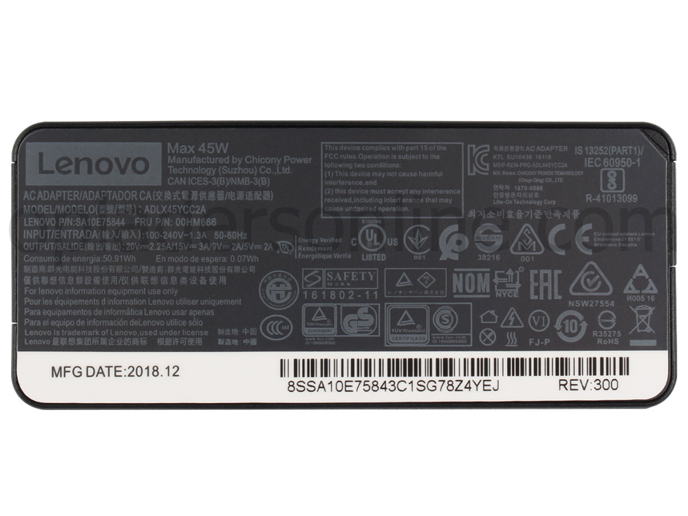 USB-C 45W Lenovo ThinkPad X390 20Q0003RMD Adapter Voeding Oplader