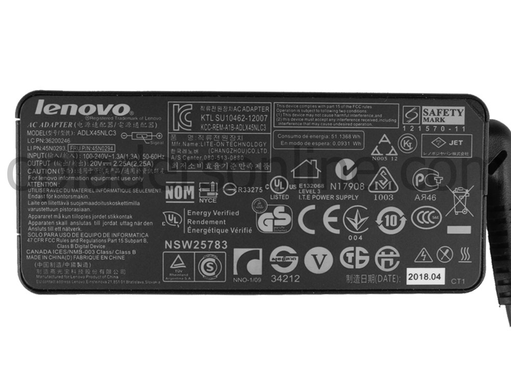 Origineel 45W Lenovo ThinkPad Edge E550c 20E0 Adapter Voeding Oplader + Koord