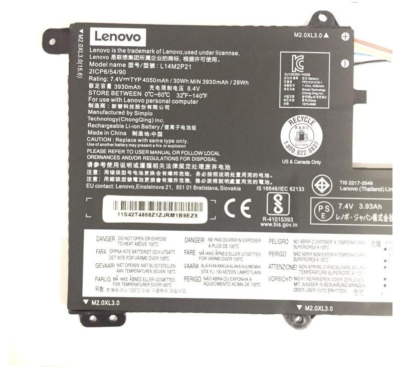 Originele 4050mAh 30Wh 2 Cellen Lenovo L14L2P21 L14M2P21 Accu Batterij