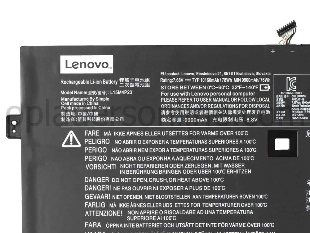 10160MAH 78WH 4-Cellen Lenovo Yoga 910-13IKB 80VF009AMZ Accu Batterij