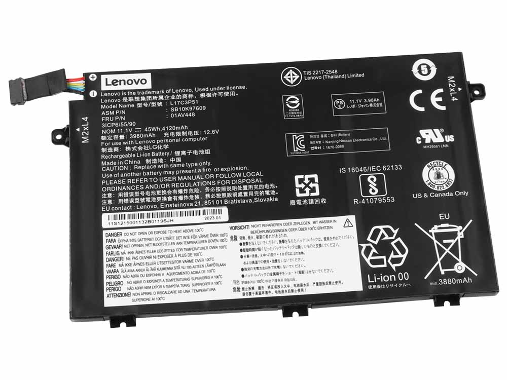 4050mAh 45Wh 3-Cellen Lenovo Thinkpad E580 20KS003HUK Accu Batterij