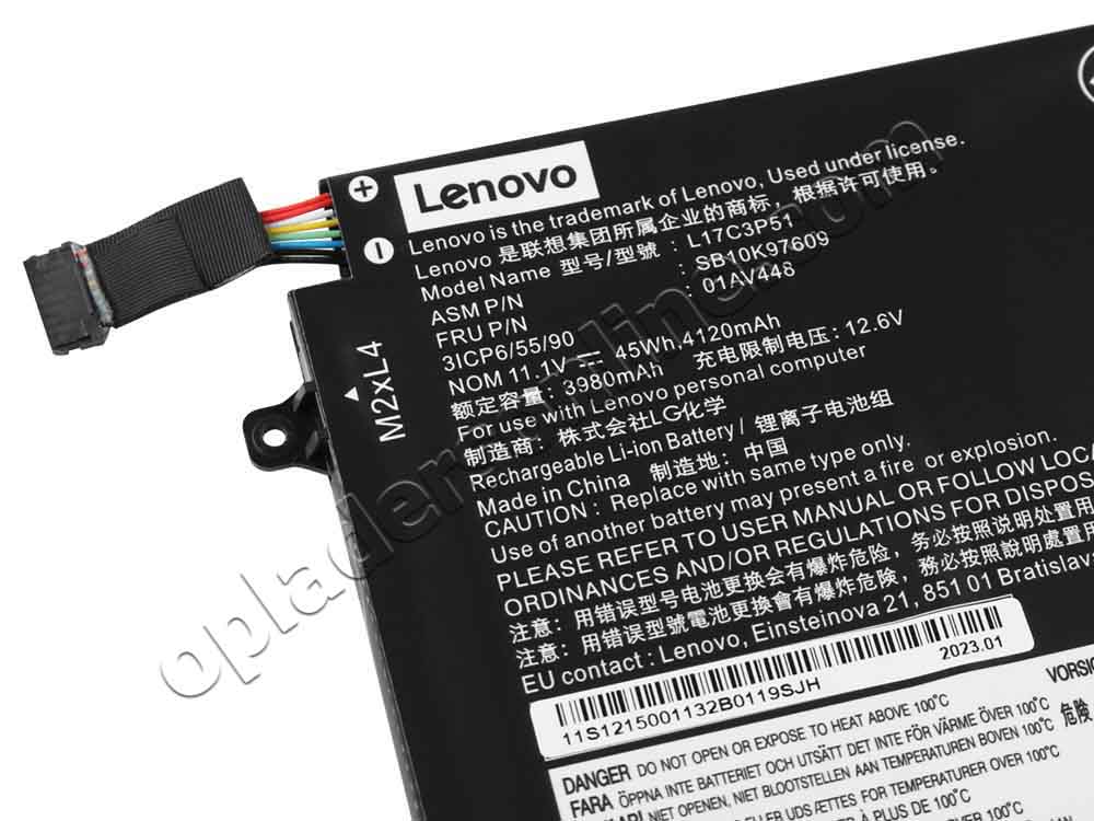 4050mAh 45Wh 3-Cellen Lenovo ThinkPad E580 20KS003NUS Accu Batterij