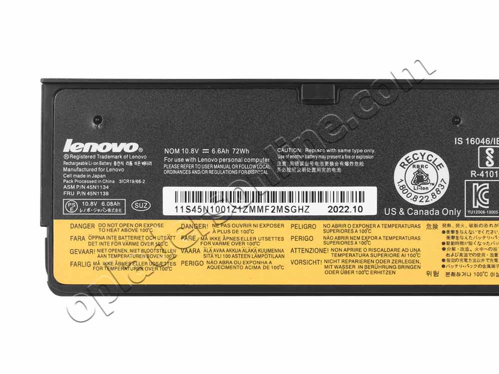 Originele 6600mAh 72Wh 6 Cellen Lenovo ThinkPad T450 3LCD Accu Batterij