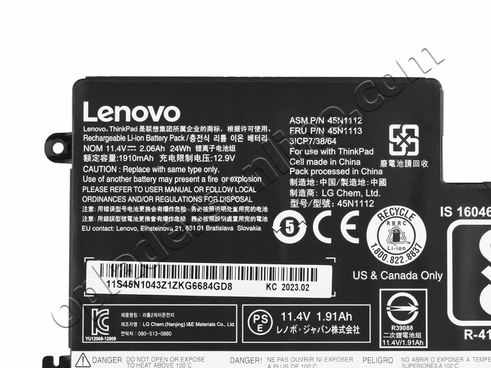 24Whr Lenovo 45N1773 Accu Batterij