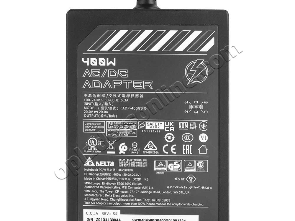 Origineel 400W MSI ADP-330CB BH AC Adapter Voeding Oplader + Kabel