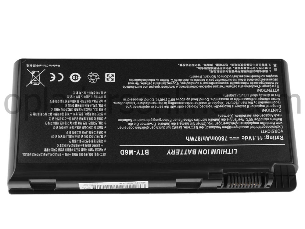 7800mAh 9Cellen MSI GT60 2OD 3K IPS Edition Accu Batterij