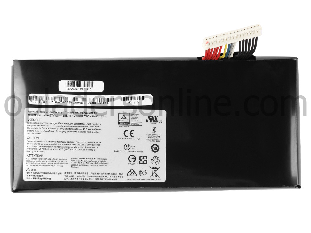 7500mAh MSI Ghost GTX 860M MS-16H2 GS60 2PC-012US Accu Batterij