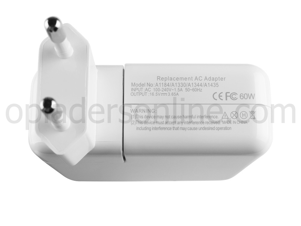 60W Adapter Oplader + Gratis Koord voor Apple MacBook Pro A1278