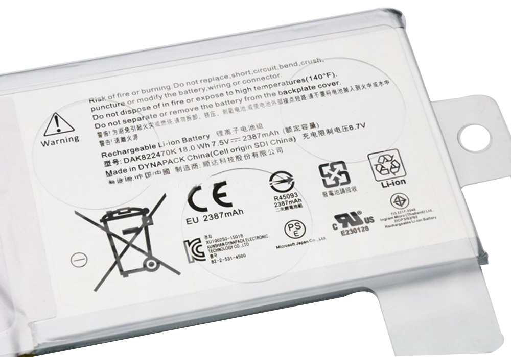 Originele Microsoft Surface 1704 Accu 2387mAh 18Wh 2-Cellen