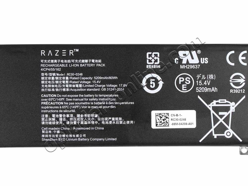 Originele 5209mAh 80Wh 4 Cellen Razer Blade 15 RZ09-02385E92-R3U1 Accu Batterij