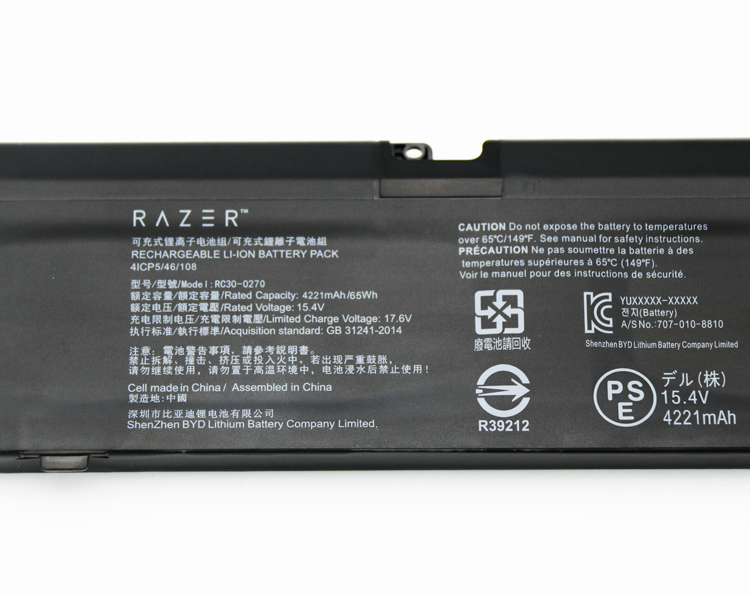 Originele 4221mAh 65Wh 4 Cellen Razer Blade 15 RZ09-03006G92-R341 Accu Batterij