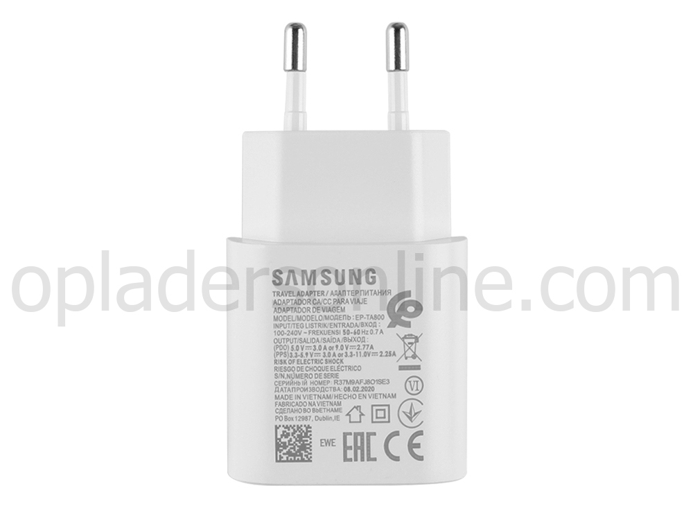 25W Samsung Galaxy A Quantum Adapter Voeding Oplader