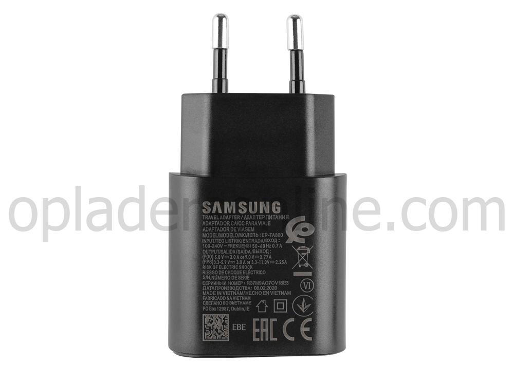 25W Samsung Galaxy A11 SM-A115F/DS Adapter Voeding Oplader