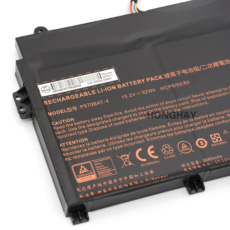 3680mAh 62Wh 4 Cellen Medion Erazer X17801(MD 61569 MSN 30027053) Accu Batterij