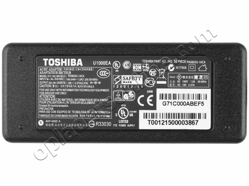 45W Toshiba Satellite Click 2 Pro P35W-B3226 Adapter Voeding Oplader + Koord