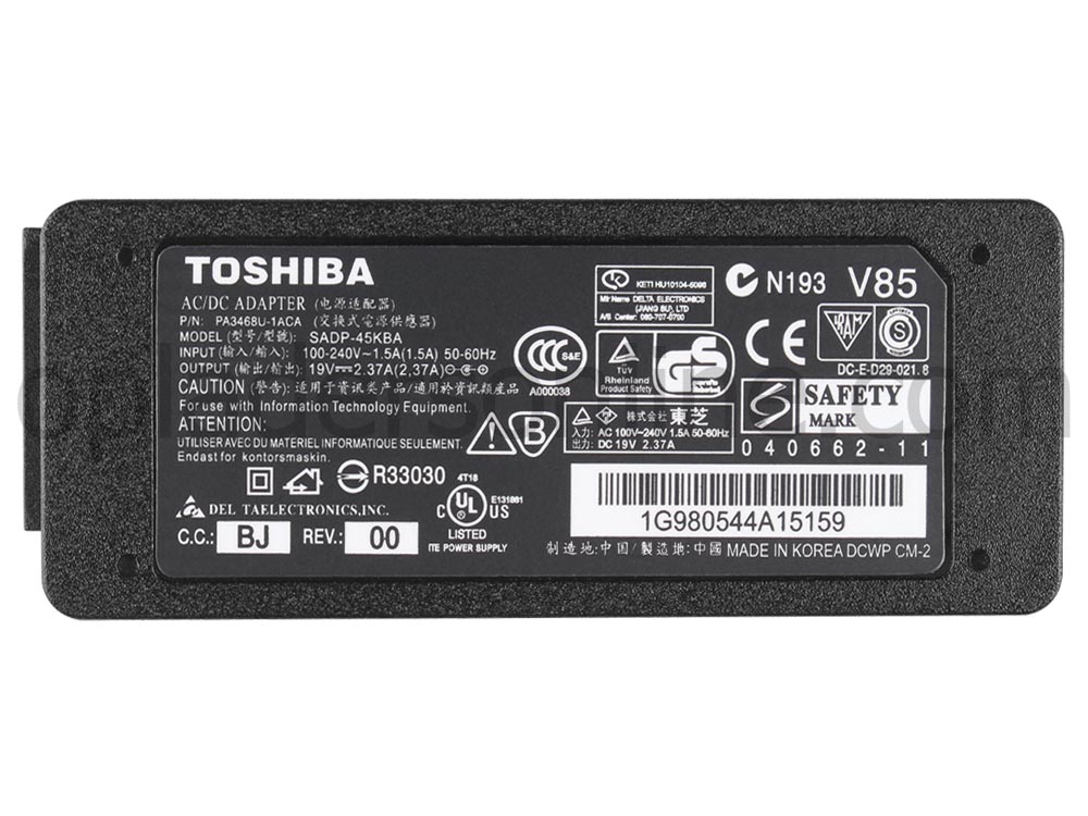 45W Toshiba PA5129U-1ACA PA5201U-1ACA Adapter Voeding Oplader